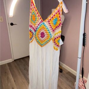Colorful Crochet Maxi Dress